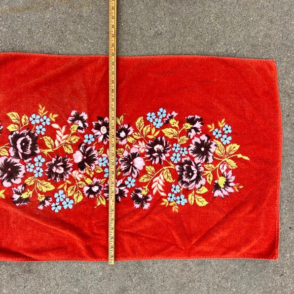 Vintage MCM Rust Orange Mod Retro Floral Small Bath Towel 22.5"x39" - Picture 4 of 6